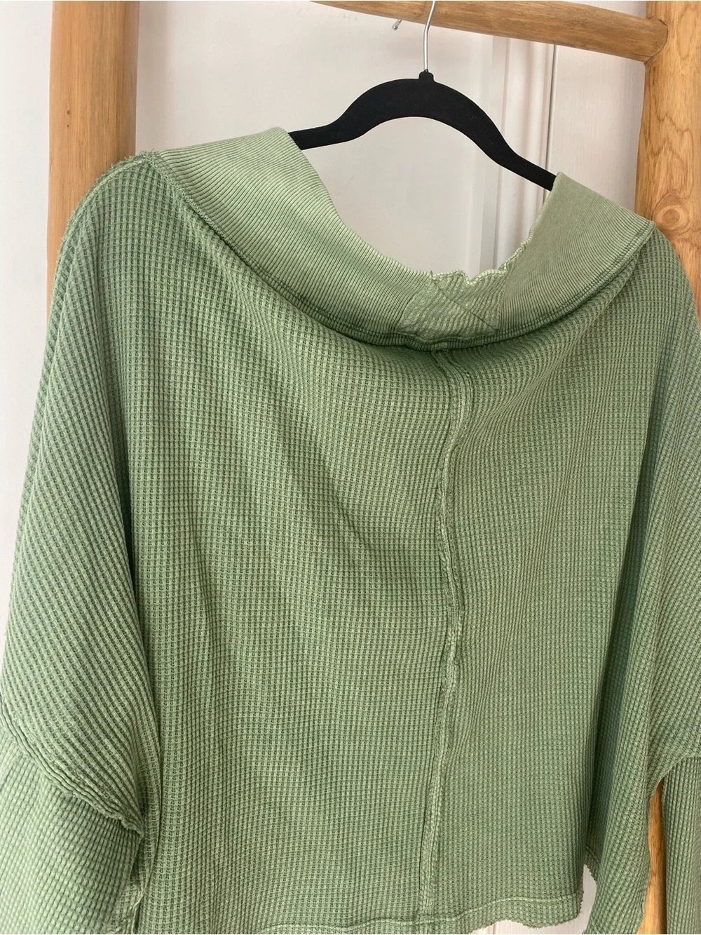 We the Free Free People Close To You Cotton Waffle Knit Top In Cool Moss Green
